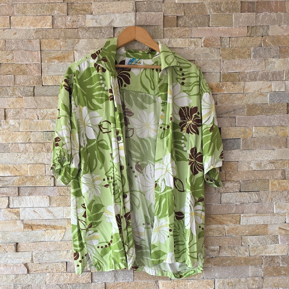 Green Floral Hawaiian Men's Shirt